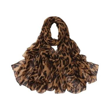 Imagem de Cachecol De Pashmina Com Estampa De Leopardo Para Mulheres, Hijab Maci