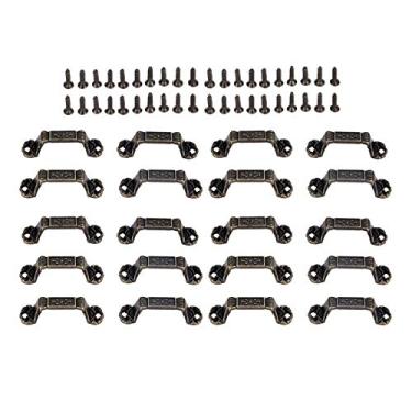 Imagem de 20 pcs antique bronze gota puxar mobiliário mini maçaneta maçaneta w/porta de parafuso jóias vintage gaveta de caixa de jóias 40 * 10mm moda antiga YYDFPIIA