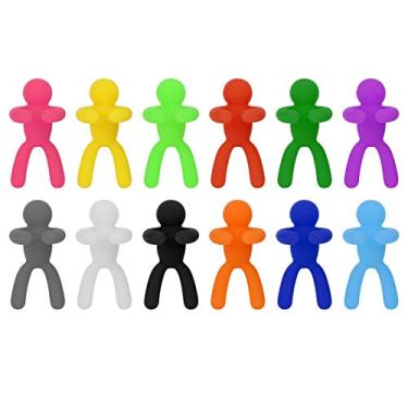 Imagem de Marcadores de encantos de vinho de vidro de bebida,marcador de vidro de vinho de silicone reutiliz¨¢vel Etiquetas de identifica??o de bebida Sinais de etiqueta para festa Copo de vinho tinto(24PC,