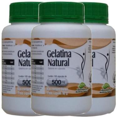 Imagem de Gelatina Colágeno Natural 100 Cápsulas De 500Mg Kit Com 3 - Medinal
