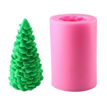 Imagem de HIOD Molde para decoração de bolo de silicone para festa de Natal 3D molde para árvore de Natal molde de chocolate
