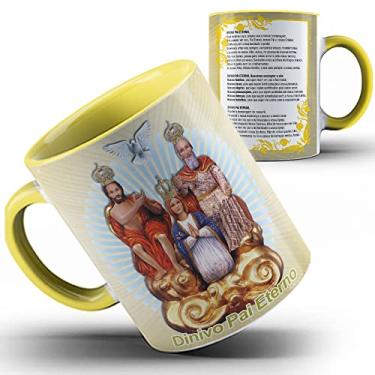 Imagem de Caneca amarela xícara Divino Pai Eterno com Oração (P)