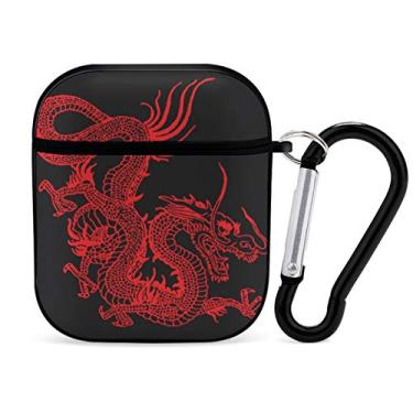Imagem de Capa para Airpods Dragão Chinês Vermelho para Apple AirPods 2 e 1 capa fofa para Airpod para meninos e meninas capa protetora de silicone acessórios com chaveiro