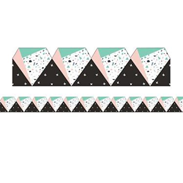 Imagem de Eureka Padrões de confetes branco, preto, rosa e verde, acabamento extra largo para quadro de avisos e tiras de decoração de sala de aula, 12 peças, 8,25 x 94 cm