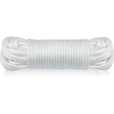 Imagem de Huouo corda de haltere de mastro de 1/4" – linha de haltere de bandeira de poliéster trançado sólido projetada para mastro de bandeira (80 pés)