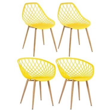 Imagem de Kit 2 Cadeiras Clarice Nest Sidera Com Braços + 2 Cadeiras Cloe Amarelo