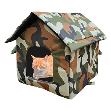 Imagem de Barraca para cães, Gaiolas para estimação à prova d'água com cortina porta para manter aquecido, Armário armazenamento suprimentos para gatinhos fácil limpar e montar para A/r