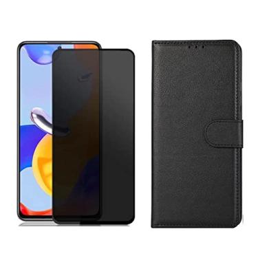 Imagem de Kit Capa Carteira Flip + Pelicula Privacidade Compatível Xiaomi Redmi Note 11 Pro (Note 11 Pro)