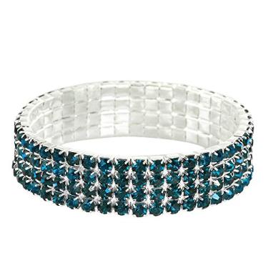 Imagem de Falari Pulseira el stica de cristal com strass brilhante para casamento, 7 inch