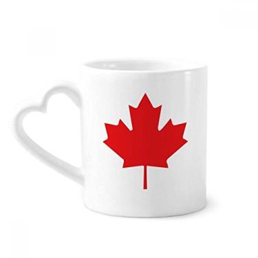 Imagem de Caneca com símbolo da cultura do país do Canadá com folha de bordo vermelha caneca de café cerâmica copo de coração de vidro