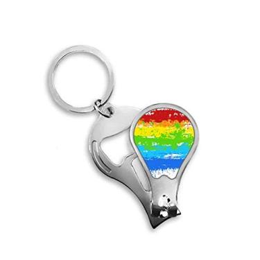 Imagem de Stippling Rainbow Gay Lésbica LGBT Cortador de Unhas Abridor Chaveiro Tesoura