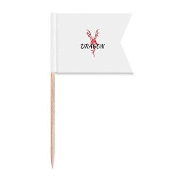 Imagem de Animal Myth Dragon Oriental Cloud Bandeiras de palito de dente Marcação de rotulagem para bolo de festa comida prato de queijo