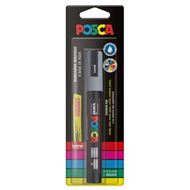 Imagem de POSCA, UNI, Caneta Marcador PC-5M, Ponta Média, traço de 2,5mm a 6,8mm, Cinza, Blister com 1 Unidade