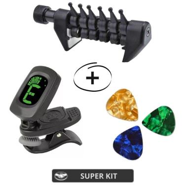 Imagem de Kit com Afinador Clipe Cromático + Capotraste PHX PHX-20 Flexi Cordas Individuais + 3 p...