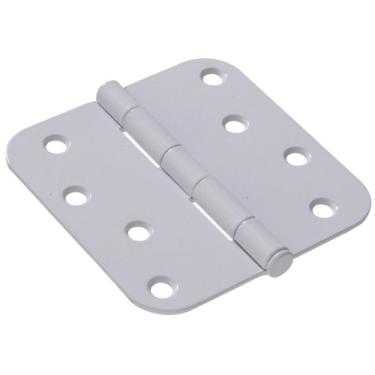 Imagem de The Hillman Group 851275 Dobradiça de porta residencial de 10,16 cm - Canto redondo de 1,58 cm - Pino removível - Embutir completa - Branco 1 unidade