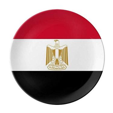 Imagem de Prato de porcelana decorativa com bandeira nacional do Egito da África