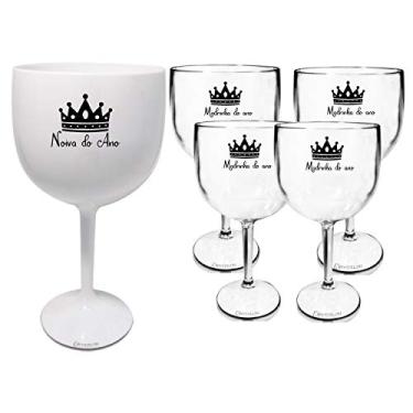 Imagem de 6 Taças Gin Acrilico 550ml Branca e Transparente Despedida de Solteira