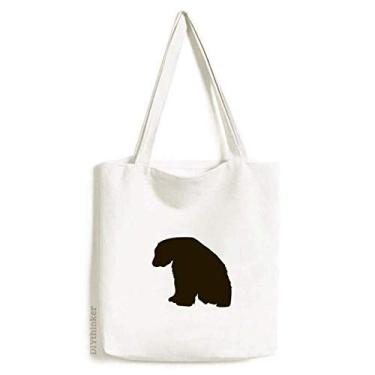 Imagem de Bolsa de lona preta de urso polar com retrato de animal bolsa de compras casual