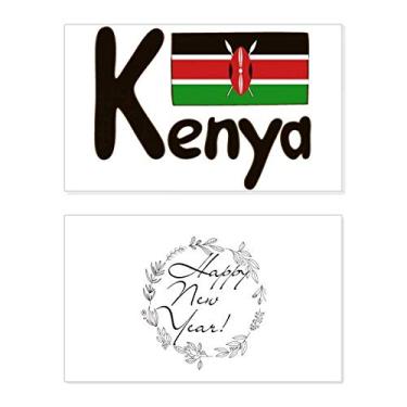 Imagem de Bandeira nacional do Kenya com estampa preta de ano novo festival, cartão de felicitações, mensagem de abençoamento presente