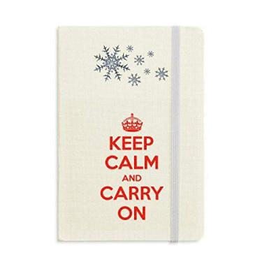 Imagem de Caderno com frase Keep Calm And Carry On vermelho grosso flocos de neve inverno