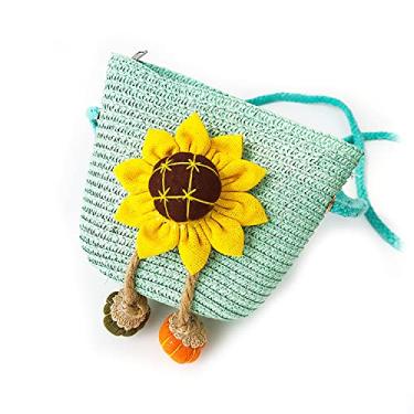 Imagem de Bolsa de tecido à mão para crianças, bolsa criativa de palha de crochê, bolsa de ombro para crianças, bolsa escolar, Cor 3, 14*10*46 cm