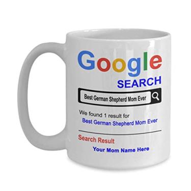 Imagem de Caneca personalizada de Pastor Alemão - Presentes de Pastor Alemão para Mãe - Nome personalizado da Mãe - Presentes de Dia das Mães - Caneca de café de 425 g