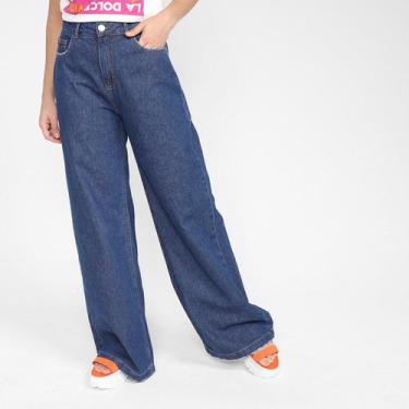 Imagem de Calça Jeans Wide Leg Hering Colors Cintura Alta Feminina