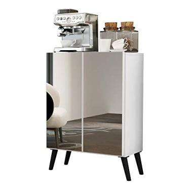 Imagem de Aparador Buffet 2 portas com Espelho Retrô Vegas Multimóveis V3613 Branco/preto