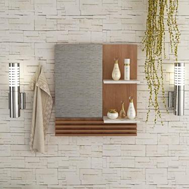 Imagem de Espelheira para Banheiro Bn3614 Tecno Mobili Amêndoa/branco