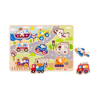 Imagem de Brinquedo Encaixe Veículos com Pinos Madeira TY860 Tooky Toys