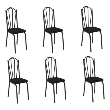 Imagem de Cadeiras 121 Para Sala De Jantar E Cozinha - Jogo Com 6 - Preto Fosco