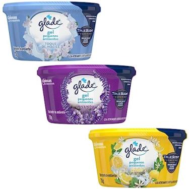 Imagem de Desodorizador Gel Pequenos Ambientes Glade 70g. Kit com 3. Fragrâncias Variadas