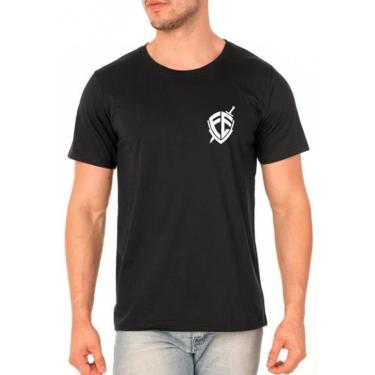 Imagem de Camiseta Masculina Algodão Estampa Escudo Fé Conforto-Masculino