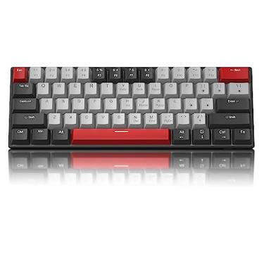 Imagem de Teclado para jogos 60% mecânico, teclas de cores mistas, teclado para jogos com interruptores azuis clicky, cabo tipo C removível mini teclado com luz LED azul para/PC/laptop