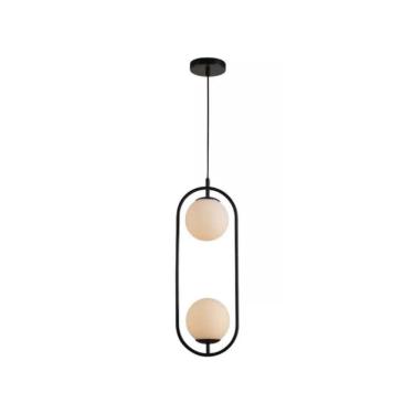 Imagem de Lustre Pendente Avant Perola Arco Duo 2xG45 Preto Fosco