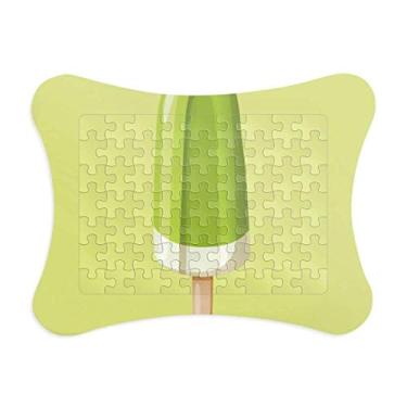 Imagem de Moldura de quebra-cabeça de sorvete de feijão mung verde picolé doce decoração de imagem enfeite de jogo
