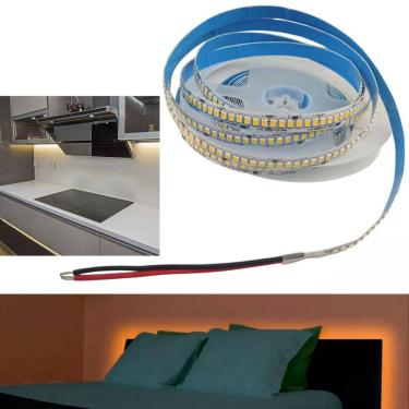 Imagem de Fita Led 240 Leds 16w 5 Metros 3000K Decoraçao Iluminaçao Quarto Sala Cozinha Gesso Teto Rebaixado Sanca Mesa Estante Gamer