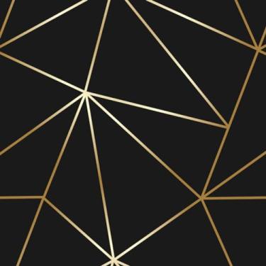 Imagem de Papel De Parede Adesivo Zara Fundo Preto E Detalhes Gold 5m