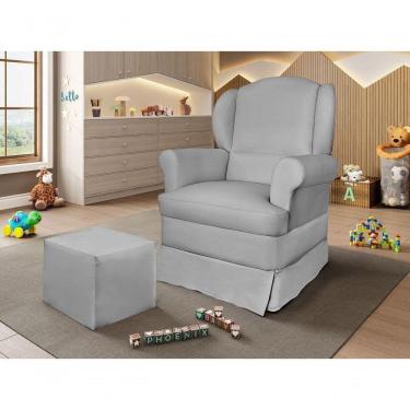 Imagem de Poltrona Sabrina Balanço E Puff Veludo Cinza