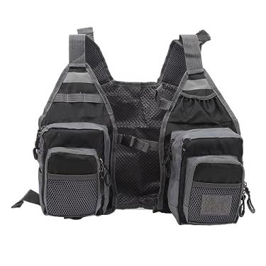 Imagem de Colete de Pesca Leve Com Vários Bolsos para Homens e Mulheres Com Alça de Peito Ajustável, Pacote de Peito Portátil para Pesca de Robalo, Atividades Ao Ar Livre (Preto)