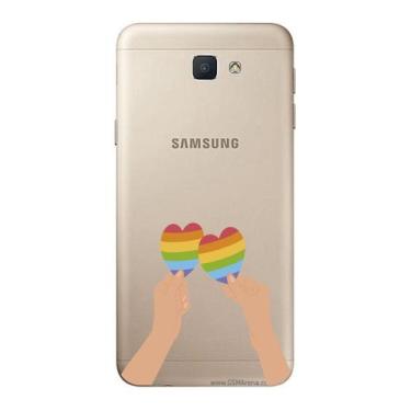 Imagem de Capa Case Capinha Samsung Galaxy  J5 Prime Arco Iris Mãos Com Corações