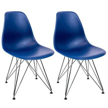 Imagem de Conjunto Com 2 Cadeiras Eames Eiffel Azul Bic Empório Tiffany Base Pre