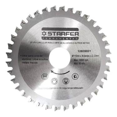 Imagem de Lâmina de Serra Circular com Videa para Alumínio 110mm x 36 Dentes - Starfer