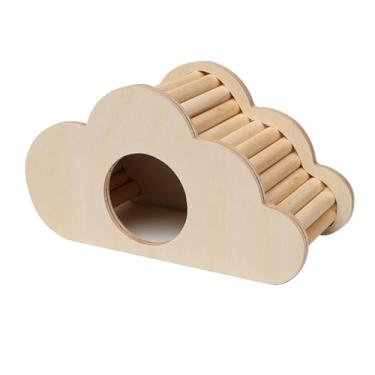 Imagem de WeiLaiKeQi Casa de madeira hamster esconderijo gaiola decoração plataforma atividade explorando brinquedos pequenos animais escalada escada brinquedos gaiola, Forma de nuvem