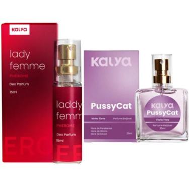 Imagem de Perfume Feminino Vinho Lady Femme Ativa Feromonios Kit Com 2 - Kalya