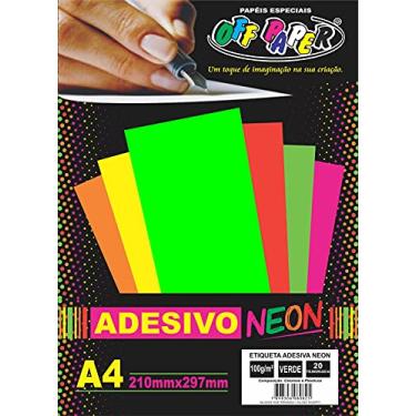 Imagem de Papel Adesivo Neon, Off Paper, A4, 210X297 mm, Verde, 100 Gramas, Caixa com 20
