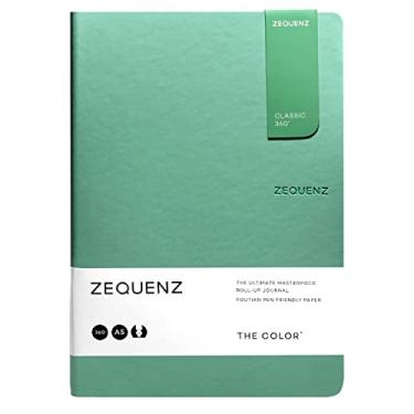 Imagem de Zequenz The Color Notebook Fern A5 tamanho pontilhado 200 páginas capa macia 14,8 x 21 cm, 80 g/m², papel colorido creme, 360 graus, aberto, flexível, para escrever esboços, caneta-tinteiro