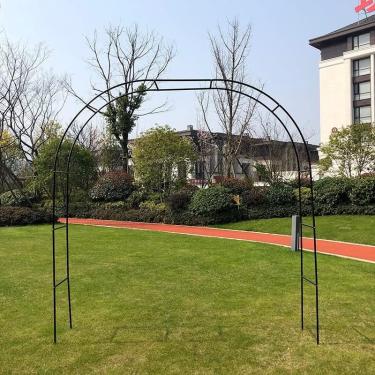 Imagem de Rose Arbor Garden Pergola Arch Metal à prova de ferrugem Treliça Arbor Planta trepadeira Vinhas Arco Decoração de casamento Arcos extra largos preto, preto, W240 x H220cm