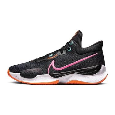 Imagem de Nike Elevate 3 Tênis masculino de basquete, Preto/antracite/laranja brilhante/feitiço rosa, 40