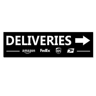 Imagem de Placa de entrega de metal para motoristas Fedex, UPS, Amazon e USPS. Várias variações de sinal disponíveis, uso interno e externo, impermeável, resistente ao desbotamento solar, resistente à ferrugem,